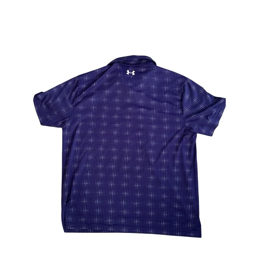 Under Armour Men's The Playoff Polo Shirt Size XL Blue Pattern Short Sleeve Golf - Picture 3 of 3
